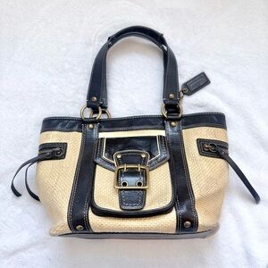 Vintage Coach Legacy Natural Woven Straw Handbag Leather Trim M05K-113 FLAWS
